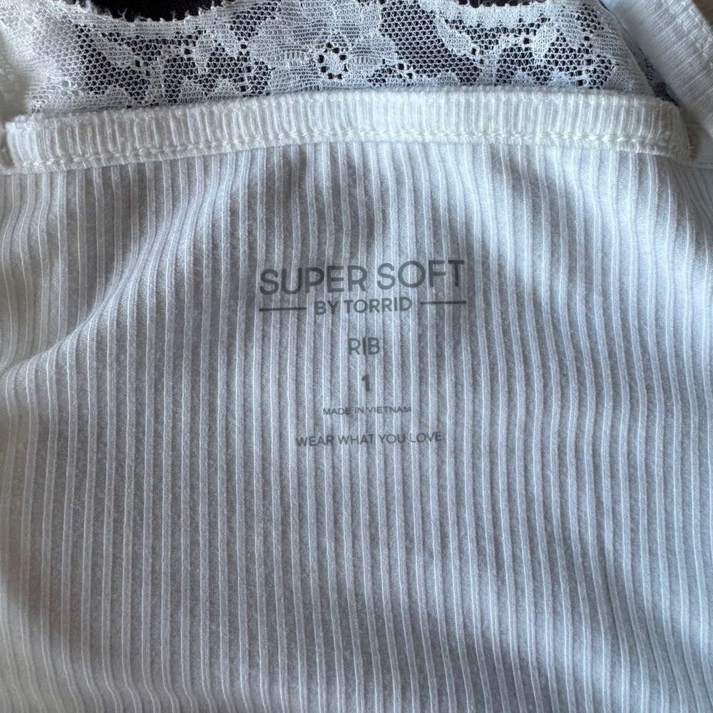 2 torrid White Ribbed Lace-Trim Cami’s - Picture 8 of 8